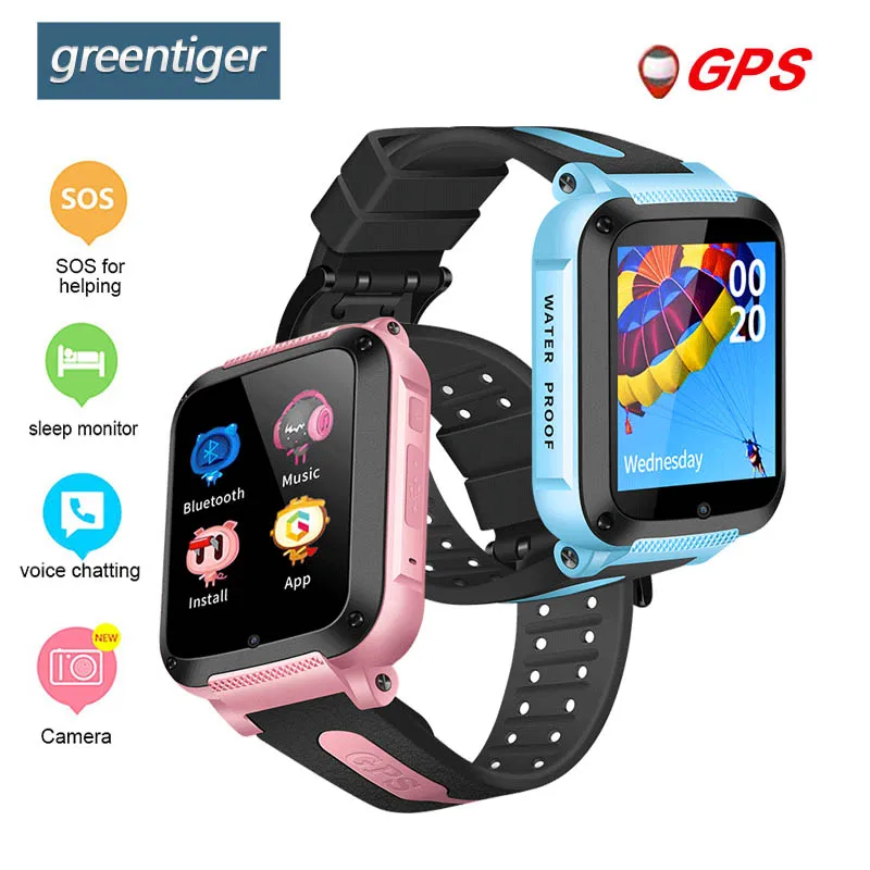 

Greentiger GPS SOS Smart Kids Watch IP67 Waterproof Call Remote Monitor Phone Position Anti-lost Baby Smartwatch VS Q50 Q90