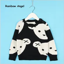 Осенне-зимний свитер для мальчиков и девочек, пуловер, свитер с милым медведем, детская одежда, пуловер, свитер для маленьких мальчиков