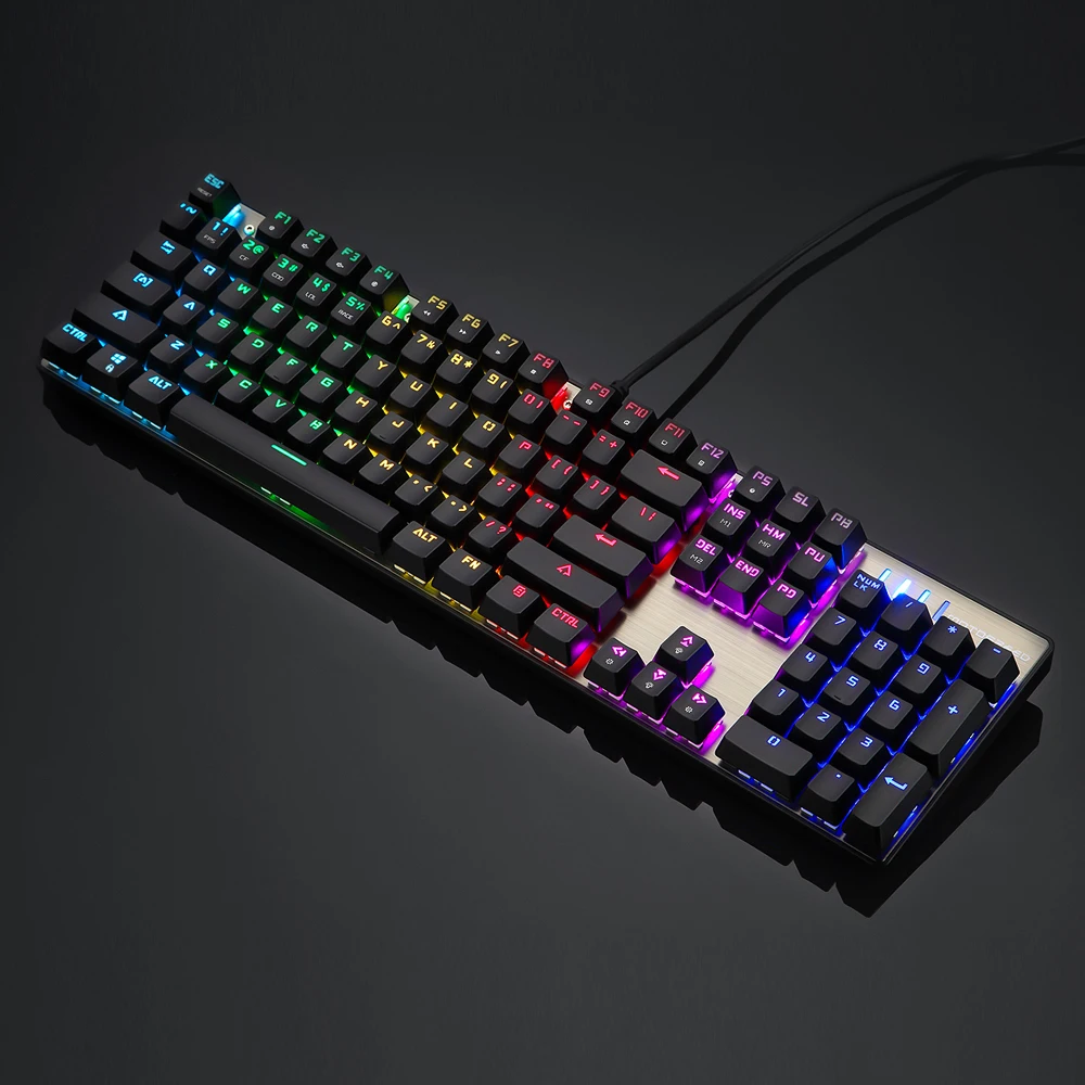  MOTOSPEED CK104 Metal 104 keys Mechanical Gaming Keyboard Blue Switches Wired USB Colorful LED Back
