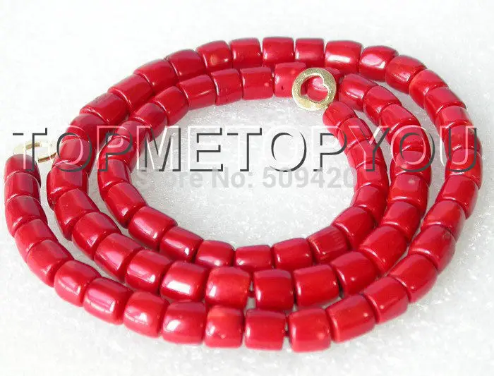 

Wholesale>>> Excellent length 29" 10mm column red coral beads necklace E1560 #@