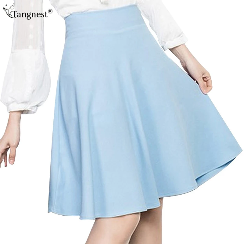 TANGNEST Elegant High Waist Knee Length Skirts 2017 Summer Fashion