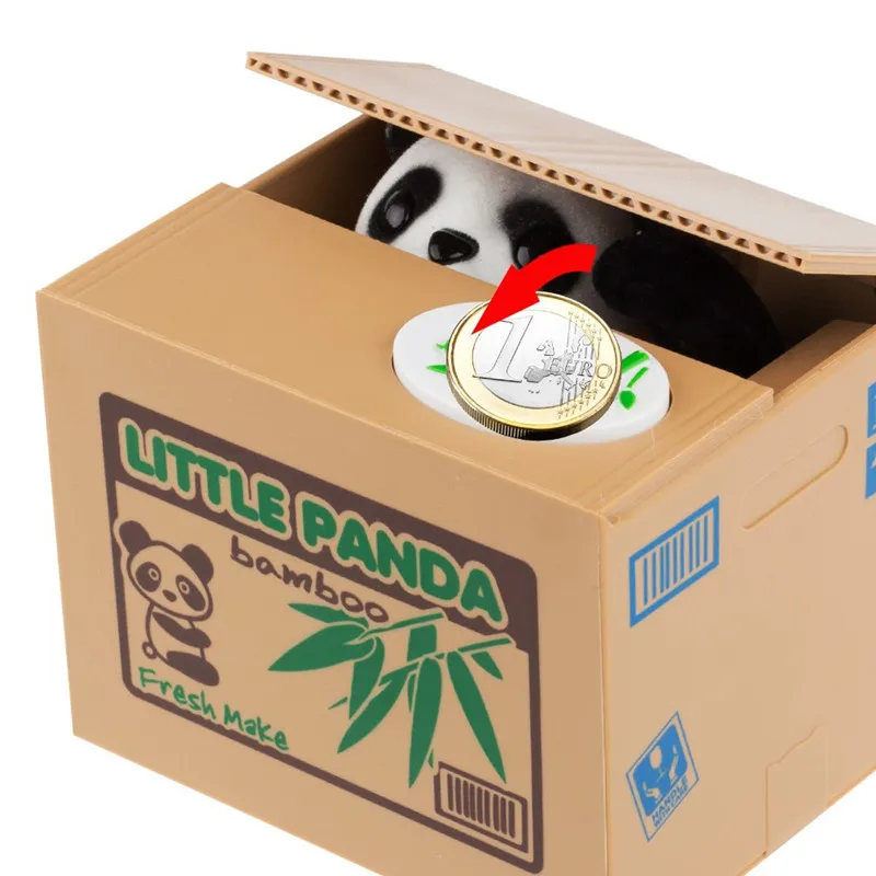 

Lovely Cute Panda Automatic Stole Coin Piggy Bank 11.5x9.5x9cm Size Money Saving Box Money Boxes Gifts for Kids