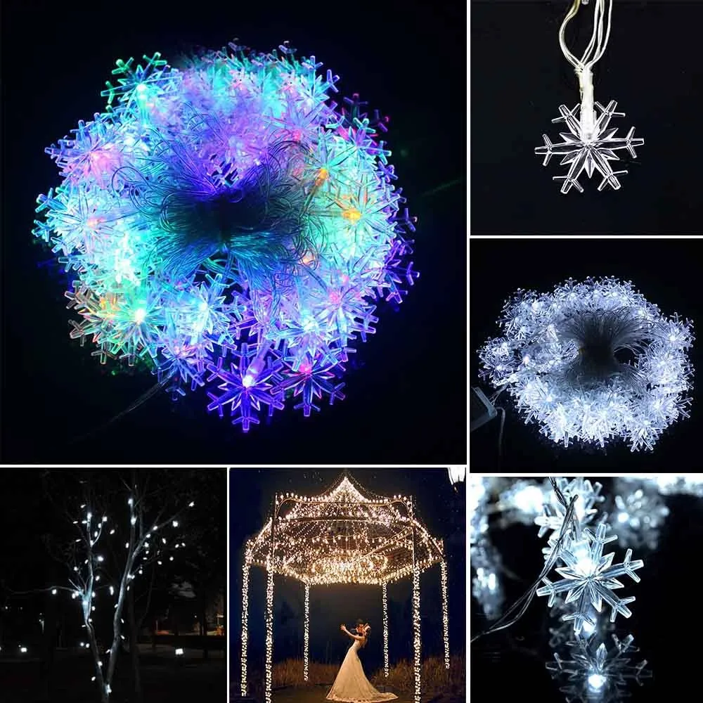 Snow shape led light string Christmas garland led new year decoration outdoor luces de navidad xmas lights 10M 100led AC220V (2)