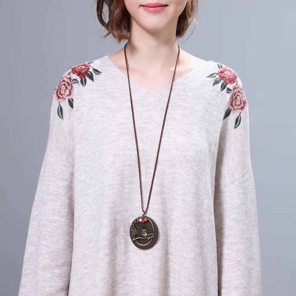 Женская мода Подвеска Украшения на шею бижутерия чокер, подарки сова длинная женская подвеска ожерелье дерево