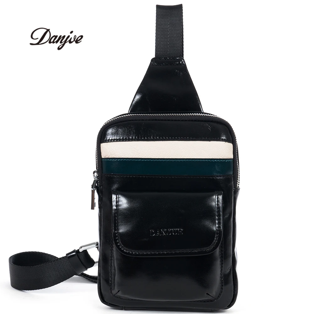 

DANJUE Genuine leather chest bag men fashion real leather high quality messenger bag soft brand men casue travel shoulder bags