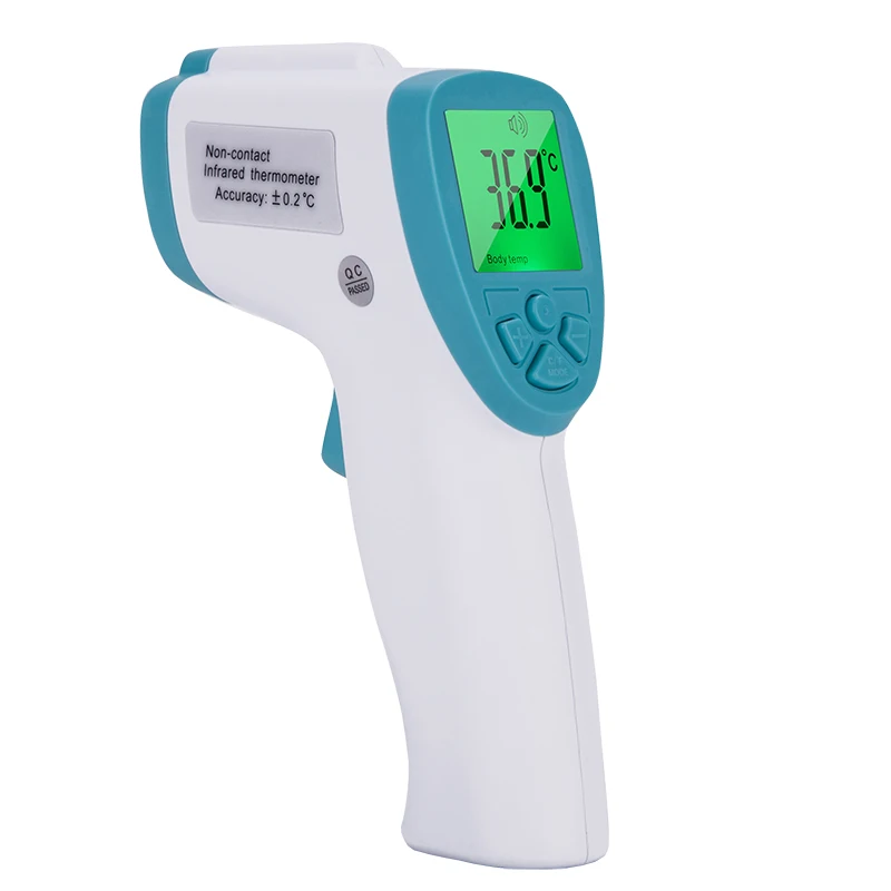 Мультифункциональный цифровой термометр для детей/взрослых, инфракрасный термометр для лба и тела, пистолет, бесконтактный прибор для измерения температуры - Цвет: Синий