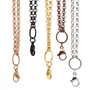 Hot sale fashion 24''(60cm) 4.0mm width Stainless steel rolo O ring chain