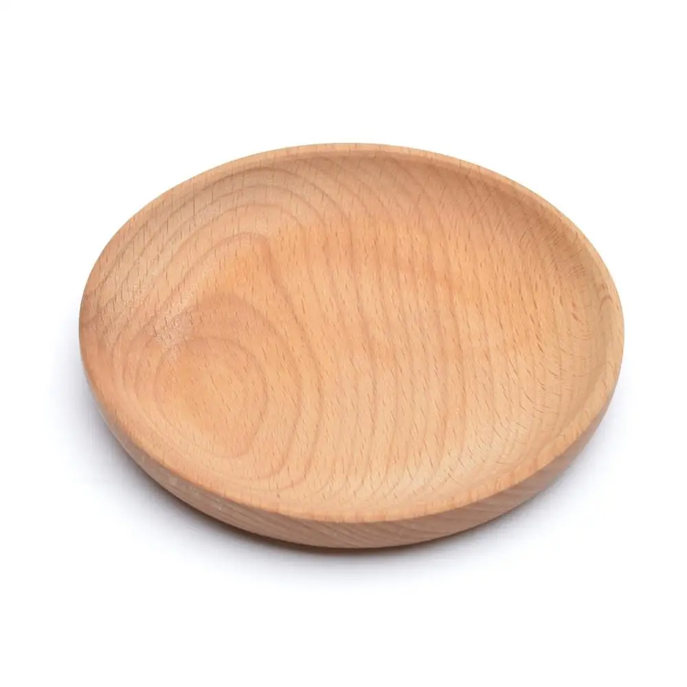 

Tray Round Plate Snack Wooden Cutlery Cake Dish Dessert Service Tray Wood Party Tableware For Home Hotel School