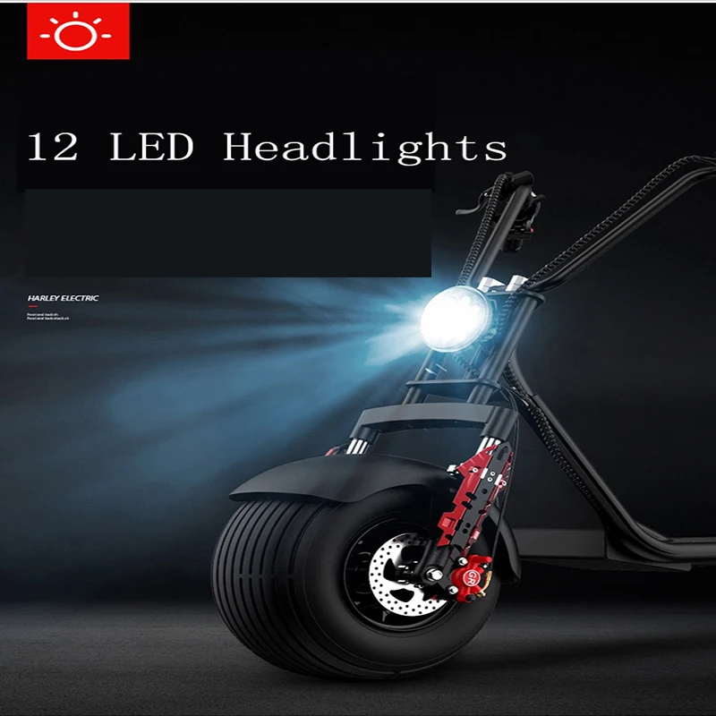 Clearance Adult  Electric Motorcycle Electric Citycoco Scooter Electric bike 60V20A 1500W Double Lithium Battery With Two-Wheel 21