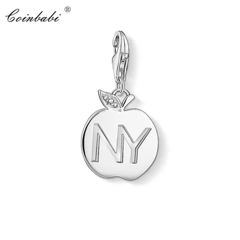 

Charm Pendant Big Apple NY,2019 Fashion Jewelry Trendy Real Authentic 925 Sterling Silver Gift For Women Men Fit Bracelet