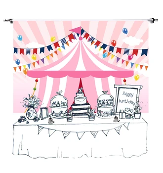 

pink circus theme birthday party backdrop studio photography children backdrop baby shower background dessert table decor w-640