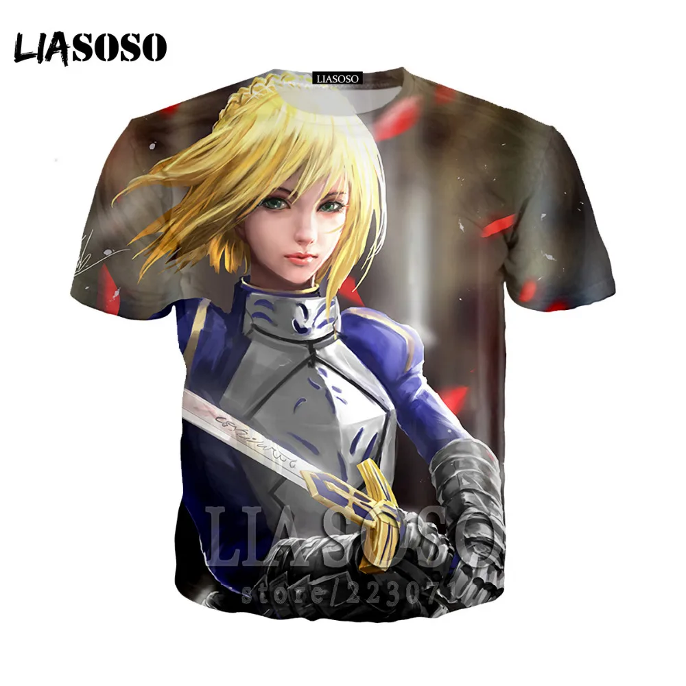LIASOSO fate stay night в мужские футболки с персонажами из аниме 3D печать судьба ноль