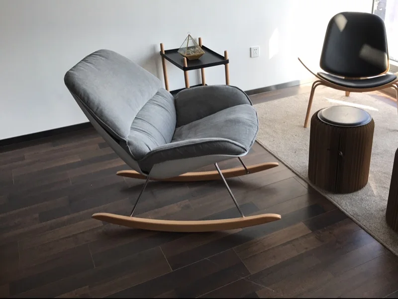 Минималистический современный дизайн кресло-качалка для гостиной мягкая подушка твердая деревянная ножка кресло-качалка мебель для украшения дома