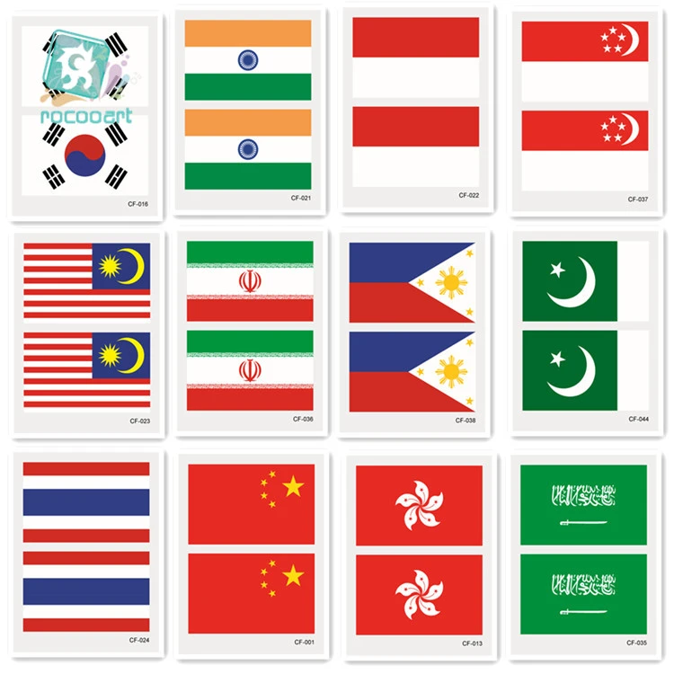 Autocollant De Tatouage De Drapeaux Asiatiques Tatouage Temporaire Drapeau De Coree Inde Indonesie Arabie Saoudite Thailande Singapour Pakistan Et Malaisie Aliexpress