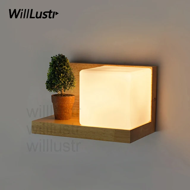 Willr Cubi Wall Sconce Gl Lamp Wood Shelf Cubic Modern Light Willr Cubi Wall Sconce Gl Lamp Wood Shelf Cubic Modern Light Hotel Restaurant Doorway Porch Vanity