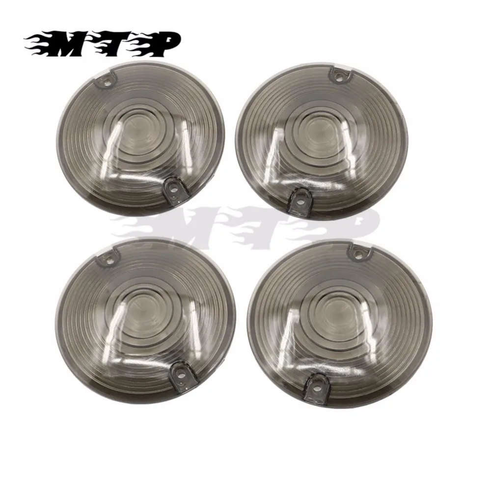 4pcs Motorbike Flat Turn Signal Light Lenses Cover For Harley Road King