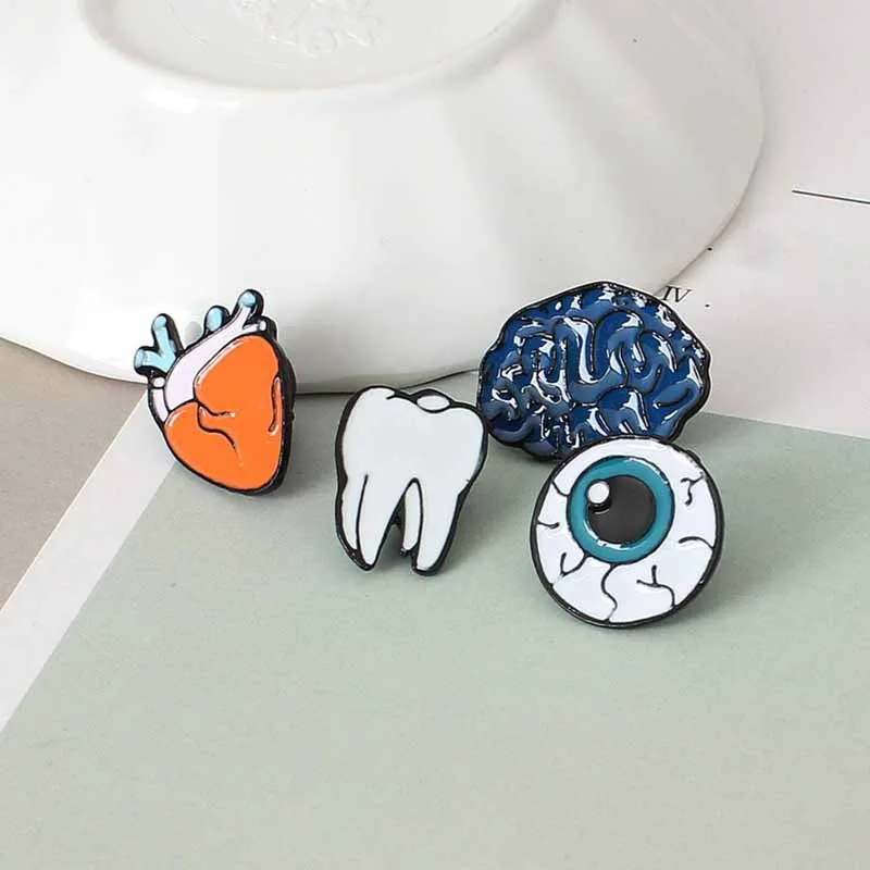 Korean Version Of Enamel Color Drop Human Brooch Brain Eye Teeth Heart Accessories Wholesale Pin Badge | Украшения и аксессуары