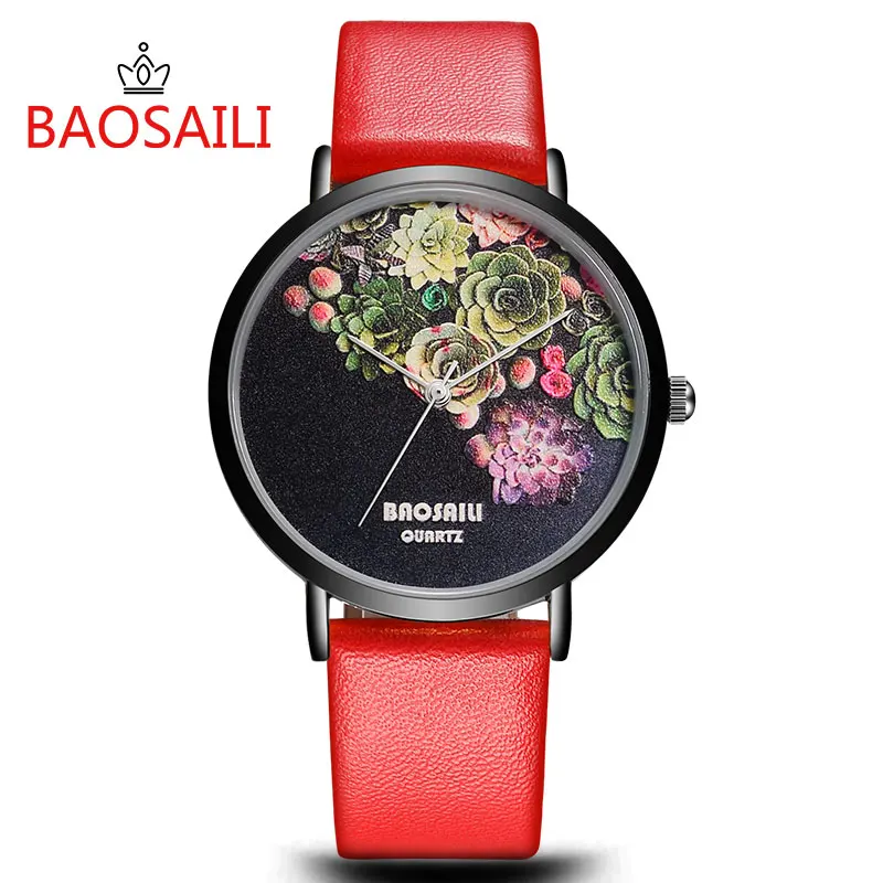 BSL1011 BAOSAILI цветочный дизайн черный чехол япония PC21 Movt водостойкие спасательные