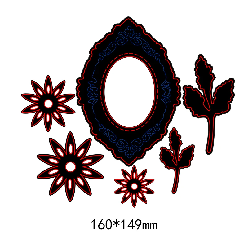 6pcs Flower Leaves Mental Cutting Dies for Scrapbook Paper Craft Embossing Stencils Cards Die Cut New 160*149mm | Дом и сад