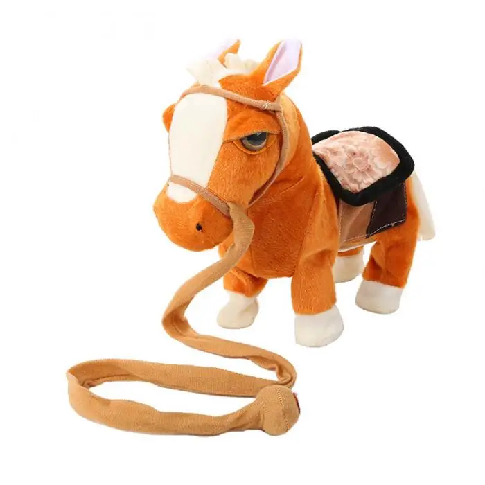 Электрическая прогулочная плюшевая лошадь батарейка для игрушек с питанием от плюшевого животного детская игрушка Рождественский подарок BM88