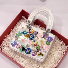 Сумки с цветами, весна, новая модная оригинальная ручная работа, бриллиантовый цветок, ромбовидная сумка через плечо