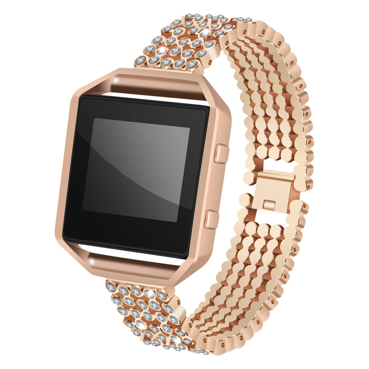 Для Fitbit Blaze Bands Joyozy заменяет браслеты Bling + нержавеющая сталь серебристый розовое