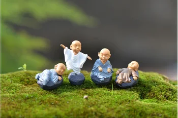 

4pcs/set Cartoon Little Monk Ornaments Miniatures Fairy Garden Moss Terrariums Handmade Crafts Decoration Accessories W9764