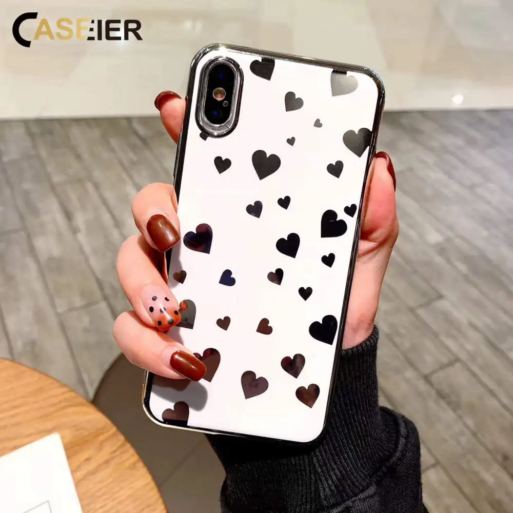 

CASEIER Love Plating Case For iPhone XR XS MAX X 7 8 Back Cover Case For iPhone 6 6S 7 Plus 8 Plus XR 10 Phone Funda Coque Cover