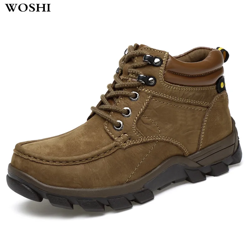 

Plus size 11 12 New Fashion Men Genuine leather men Boots winter with fur Waterproof Ankle Boots Casual High Quality Shoes w5