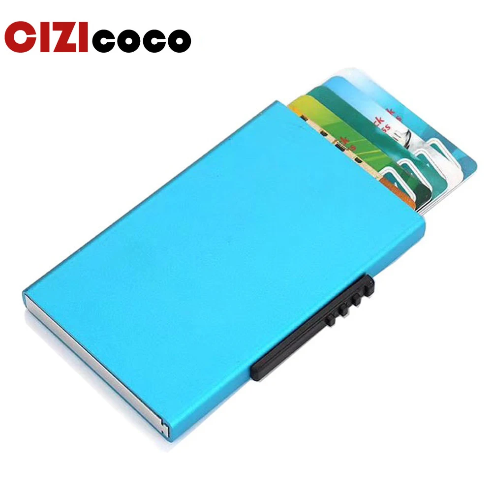 

Cizicoco Aluminum Wallet Pocket ID Card Holder Rfid Blocking Mini Slim Metal Wallet Automatic Pop up Credit Card Case Protector