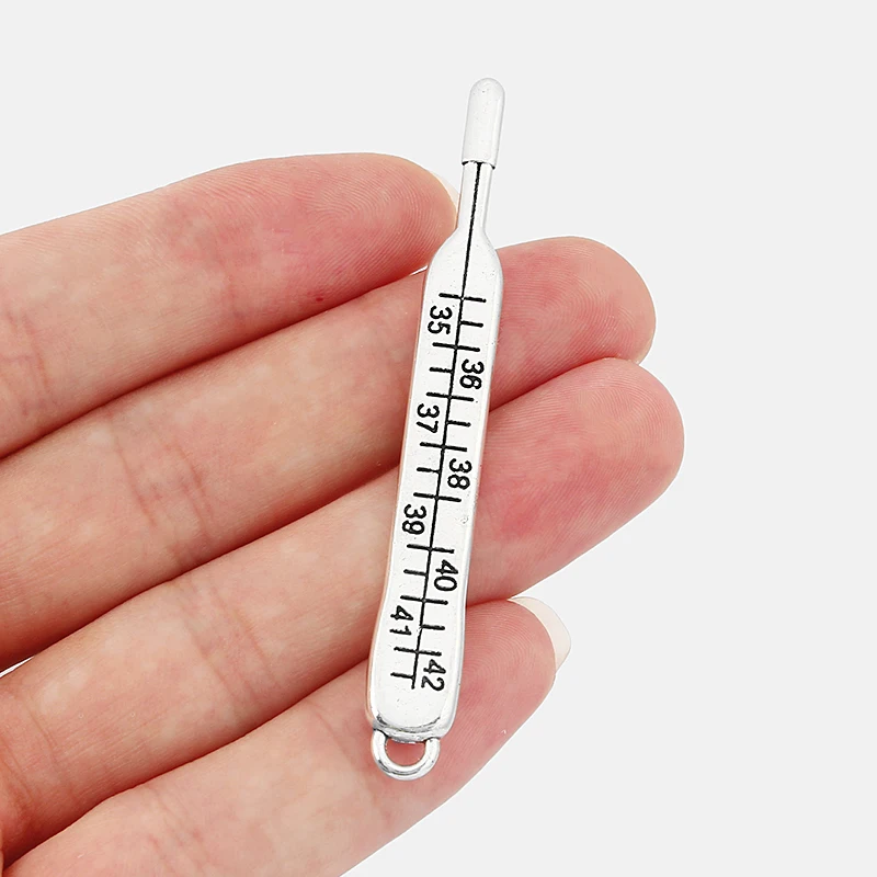 5pcs Antique Mercury Thermometer Charms Pendants For Necklace Diy Metal