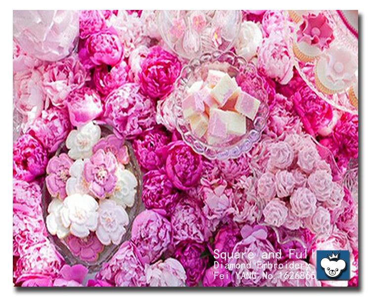 Crystal Diamond Flower Вышивка розовое стекло Икона из бисера рукоделие Алмаз Бесплатная