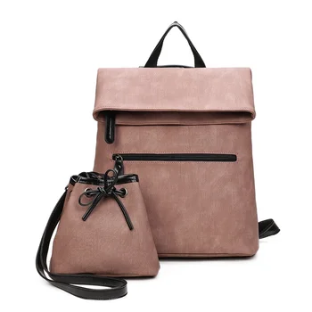 

2020 Hot sale School Bags for Teenagers Famous Femal School Backpack 2 PCS/SET Women Backpacks PU Leather travel bag Mochila