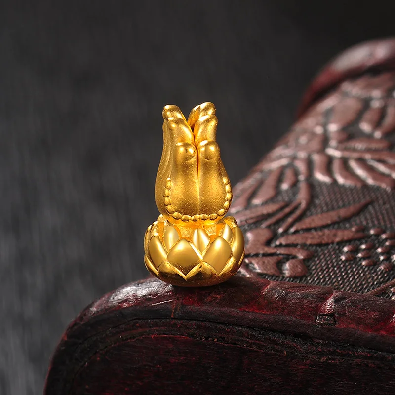 Чистый 3D 24 к желтый золотой браслет для женщин 999 Золотой лотос ручной браслет