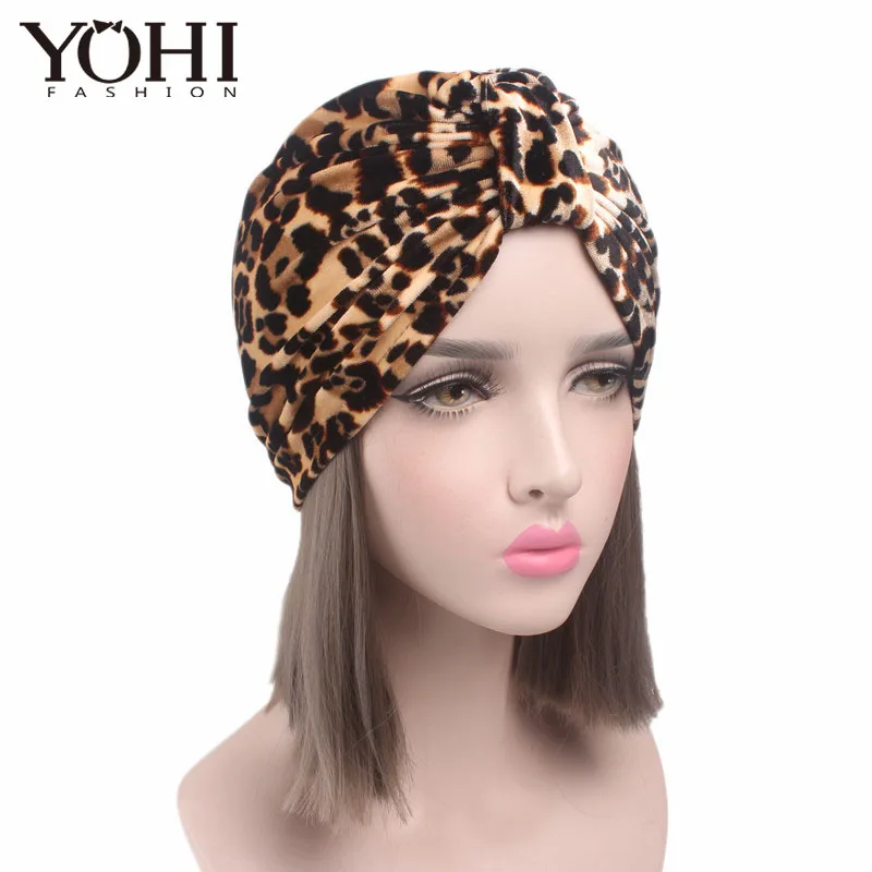 Новая мода Женская Роскошная бархатная тюрбан в горошек леопардовая Голова зебры Кепка chemo покрытие для волос
