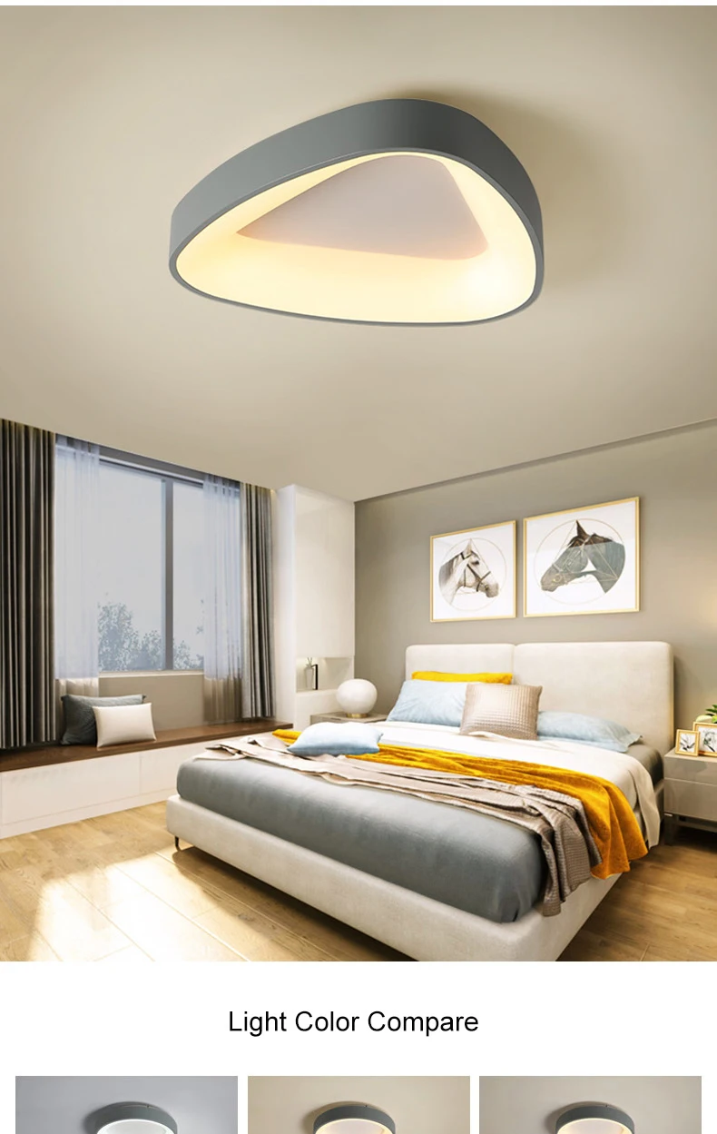 Круглые/квадратные/треугольные современные светодиодные потолочные лампы для гостиной, спальни, кабинета, плафон с регулируемой яркостью, потолочные светильники