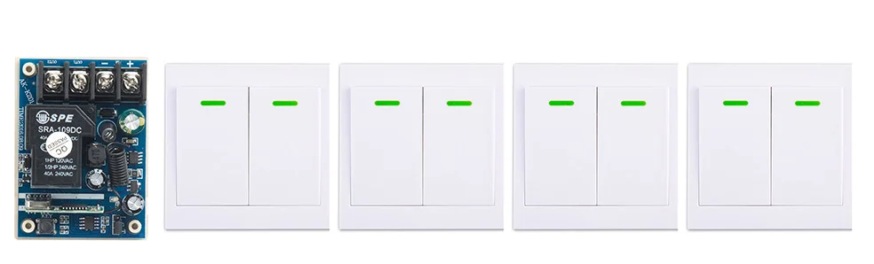 

DC12V 24V 36V 48V 1CH Wireless Remote Control Switch Receiver + 4*Wall Panel Remote Transmitter Sticky Remote Smart Home Switch