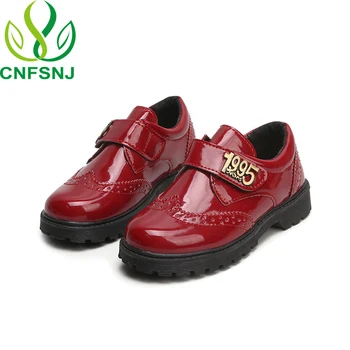 

CNFSNJ New arrive autumn 2019 metal Patent Leather Thick Bottom Loose Cake Wedges boys Girls single princess shoes 27-37