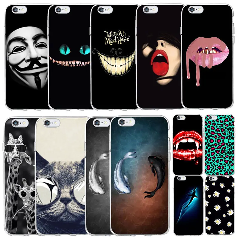 

Stylish Red lips Cool Fish cat painted Phone Case For Huawei P10 Plus P9 P8 Lite 2017 Soft TPU Cover for Cute honor 10 Lite case