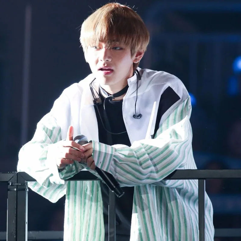 جديد kpop suag jimin V الحفل نفس الفقرة طويل الأكمام قميص شريط البلوز kpop الملابس المتناثرة معطف الكورية الشارع الشهير