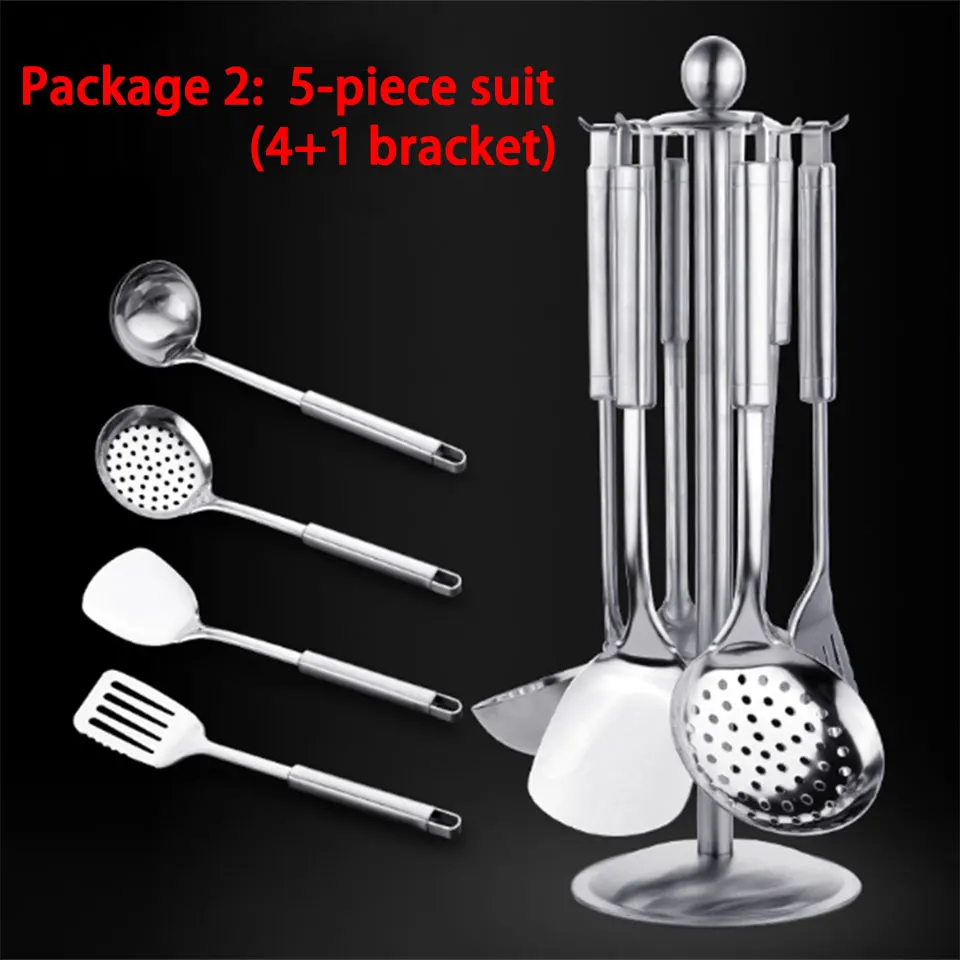 SSGP 5 & 7 Pcs Set Of Kitchen Tools 304 Stainless Steel Spatula Soup Spoon Cooking Utensils Accessories With Shelf High Quality SSGP 5 & 7 Pcs Set Of Kitchen Tools 304 Stainless Steel Spatula Soup Spoon Cooking Utensils Accessories With Shelf High Quality