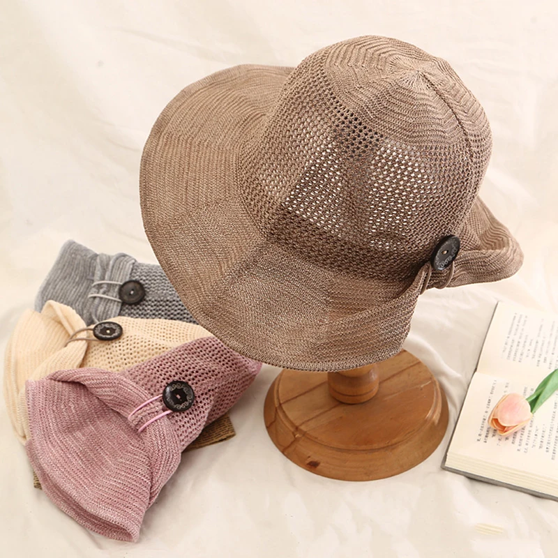 

Women Bucket Hats Foldable Solid Sun Hats For Women Summer UV Protection 2019 Beach Hat Outdoor Female Cap Wide Brim Anti-UV Cap