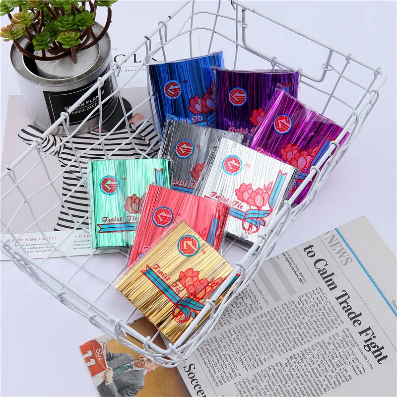 

100/1000Pcs/Pack Gift Packing Tie Wrapping Twist Ties Party Wedding Bakery Sealing Cello Bags Cookie Candy Bag Ties Random Color