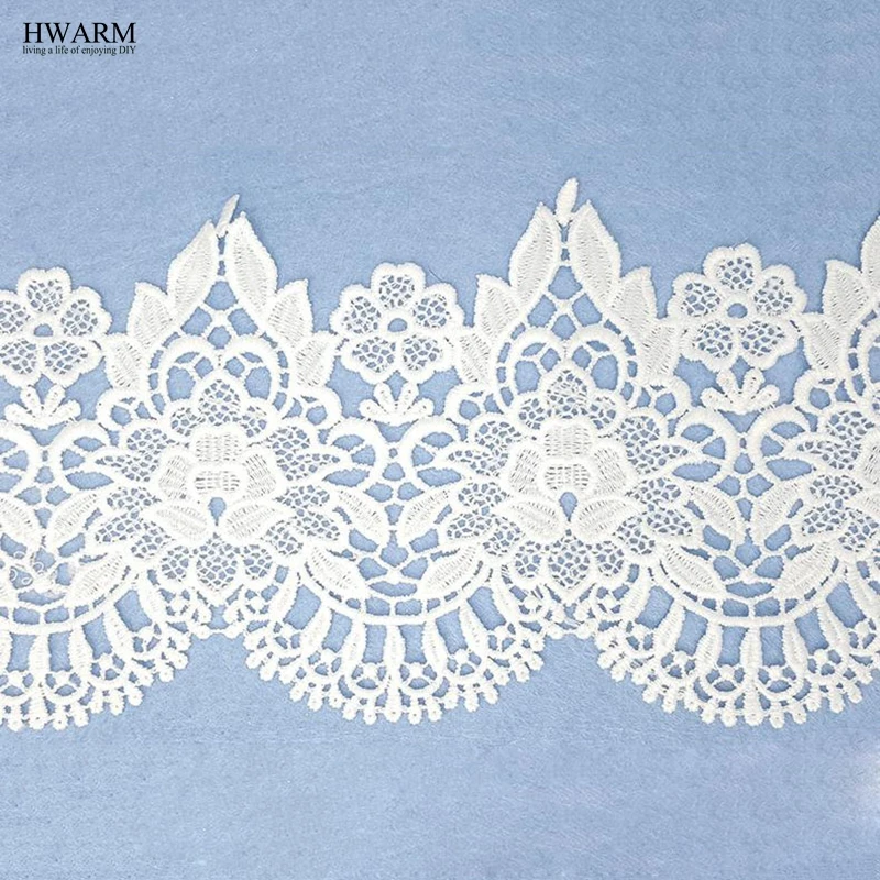 

4yard white african lace fabric ribbon wedding Hollow milk silk water-soluble lace decor DIY embroidery flower elastic barcode