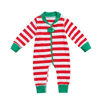 

Xmas Stripe Baby Boys Girls Christmas Long Sleeve Romper Christmas Sleepsuit Sleepwear Pajamas