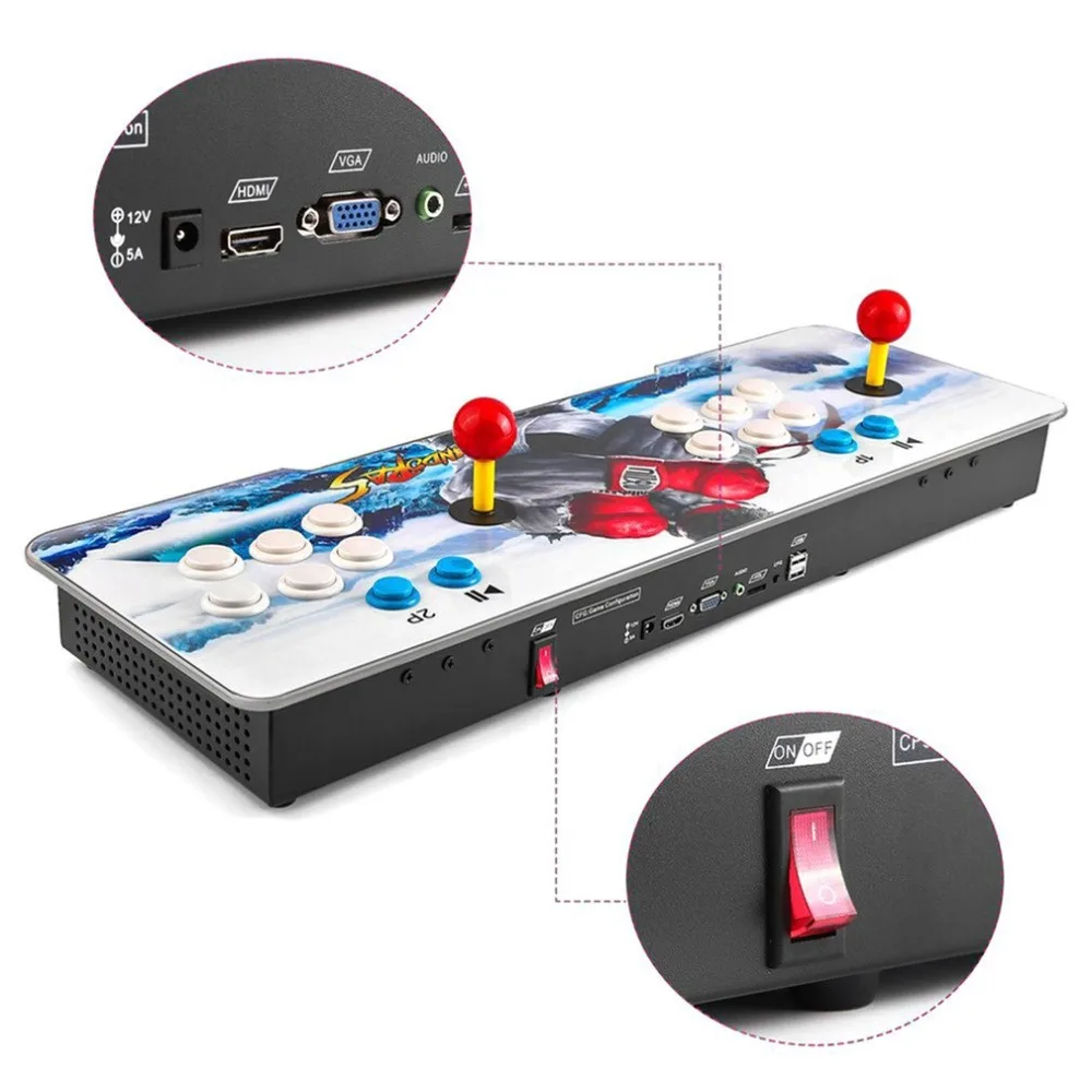 

EU plug Usb Game pad Game Arcade Console Arcade Buttons Kit Double Joystick Console Best Gamepad Gift HDMI VGA