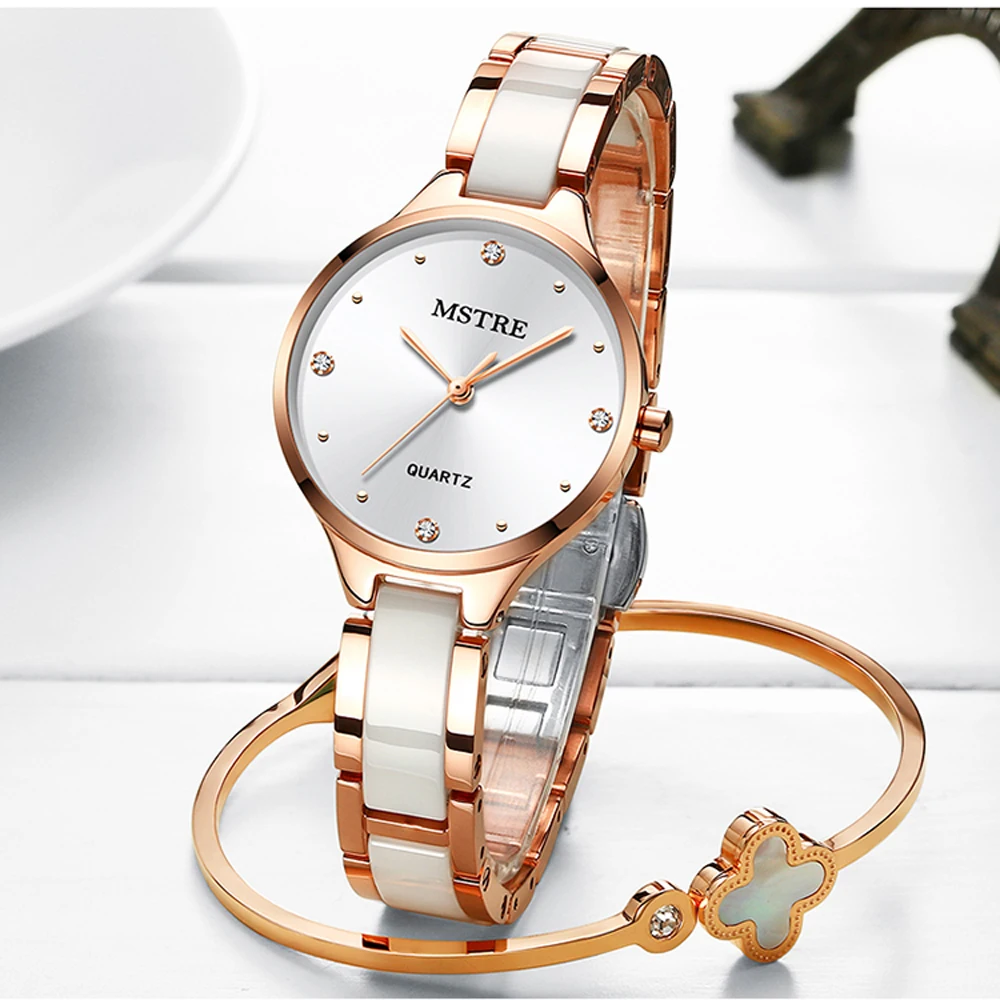 

Womens Watches Luxury MSTRE Limited Edition Ceramics Quartz Watch Ladies Watch Women Wrist Watch Black Gold White Rose