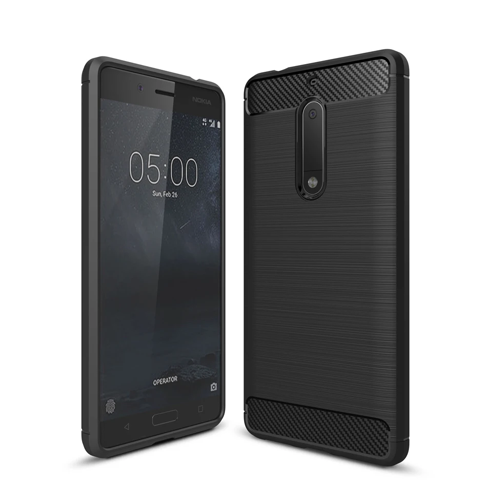 cheap Rugged Armor Case for Nokia 1 2 3 5 6 7 8 Sirocco 2.1 3.1 5.1 6.1 7.1 Carbon Fiber Texture Soft Flexible Back Cover Fundas Capa