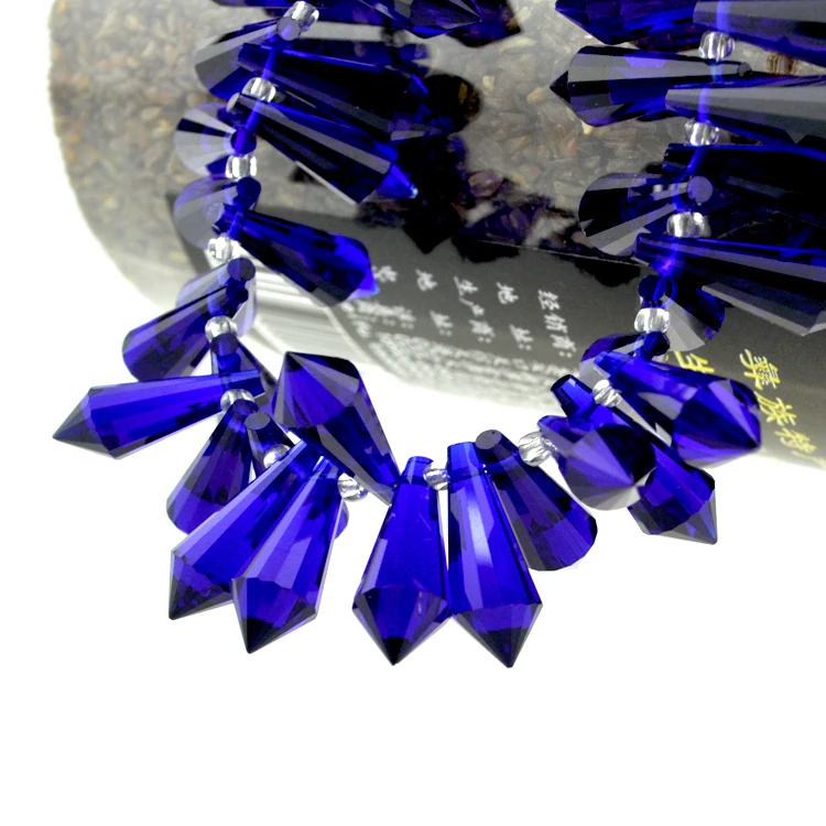 

50pcs 8x20mm Royal Blue Drops Faceted Crystal Glass Beads For Jewelry Making Cute Necklace Craft Chandelier DIY Beads