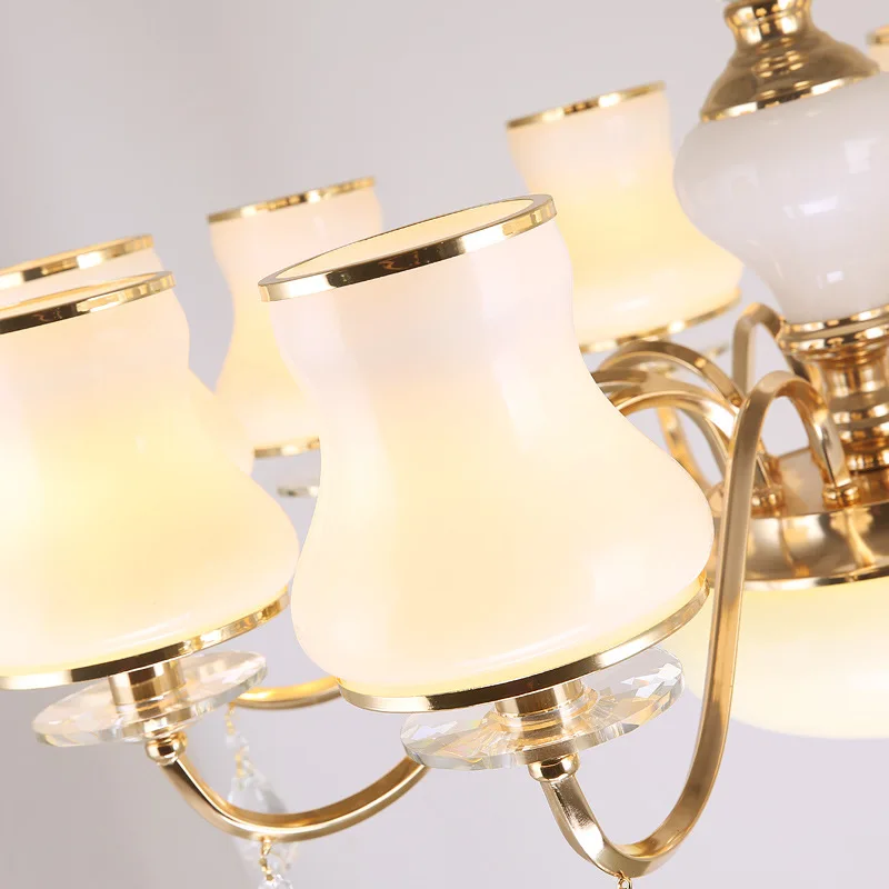 Хрустальные потолочные светильники для гостиной, Континентальный светильник для столовой, современный креативный Золотой кованый светодиодный светильник